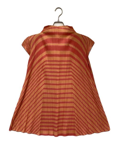 PLEATS PLEASE（プリーツプリーズ）PLEATS PLEASE (プリーツプリーズ) ノースリーブカットソー レッド×ピンク サイズ:3の古着・服飾アイテム