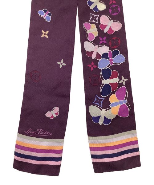 LOUIS VUITTON（ルイ ヴィトン）LOUIS VUITTON (ルイ ヴィトン) バンドー 蝶モチーフ スカーフ パープルの古着・服飾アイテム