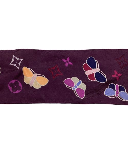 LOUIS VUITTON（ルイ ヴィトン）LOUIS VUITTON (ルイ ヴィトン) バンドー 蝶モチーフ スカーフ パープルの古着・服飾アイテム