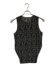 PLEATS PLEASE（プリーツプリーズ）の古着「プリーツ ノースリーブ」｜ブラック×アイボリー