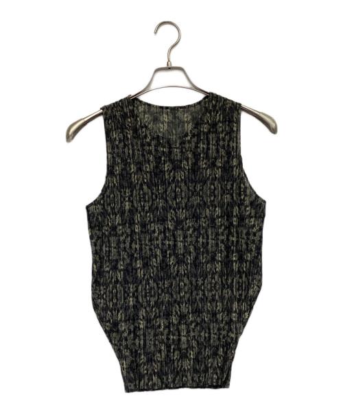 PLEATS PLEASE（プリーツプリーズ）PLEATS PLEASE (プリーツプリーズ) プリーツ ノースリーブ ブラック×アイボリー サイズ:3の古着・服飾アイテム