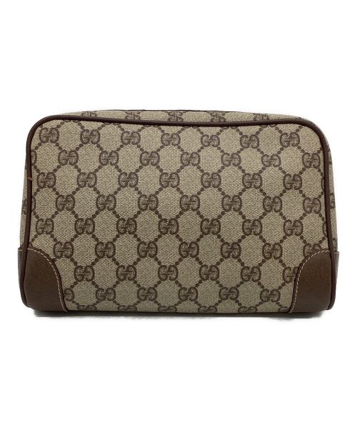 GUCCI（グッチ）GUCCI (グッチ) GGスプリーム クラッチバッグ ブラウン×ベージュの古着・服飾アイテム