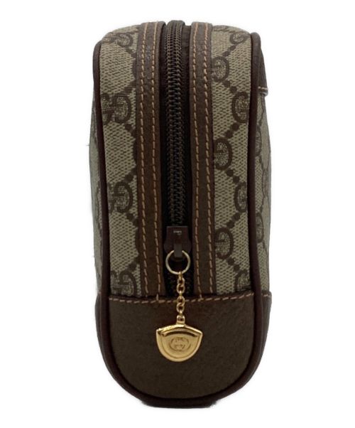 GUCCI（グッチ）GUCCI (グッチ) GGスプリーム クラッチバッグ ブラウン×ベージュの古着・服飾アイテム