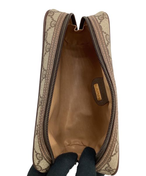 GUCCI（グッチ）GUCCI (グッチ) GGスプリーム クラッチバッグ ブラウン×ベージュの古着・服飾アイテム