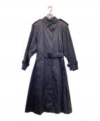 Aquascutumアクアスキュータム）の古着「総柄 ロングコート」｜ネイビー