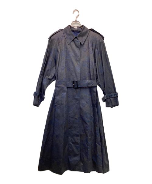 Aquascutum（アクアスキュータム）Aquascutum (アクアスキュータム) 総柄 ロングコート ネイビー サイズ:8の古着・服飾アイテム