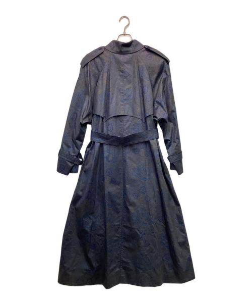 Aquascutum（アクアスキュータム）Aquascutum (アクアスキュータム) 総柄 ロングコート ネイビー サイズ:8の古着・服飾アイテム