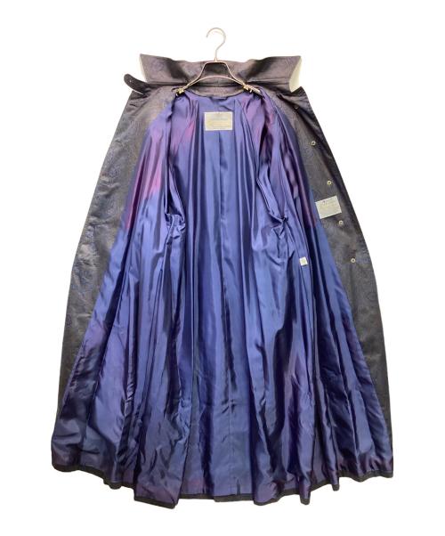 Aquascutum（アクアスキュータム）Aquascutum (アクアスキュータム) 総柄 ロングコート ネイビー サイズ:8の古着・服飾アイテム