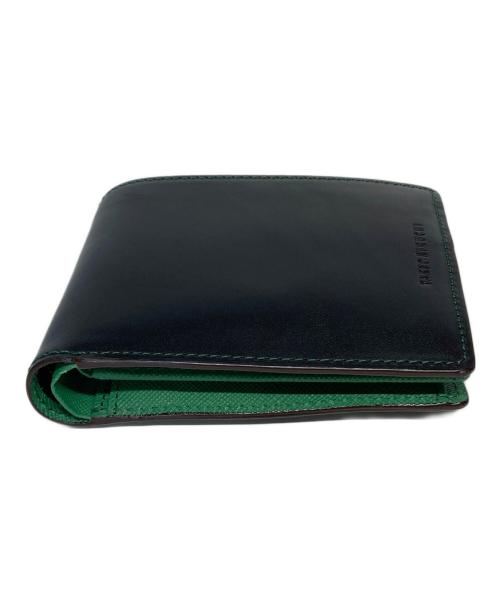TAKEO KIKUCHI（タケオキクチ）TAKEO KIKUCHI (タケオキクチ) 2つ折り財布 ブラック×グリーンの古着・服飾アイテム