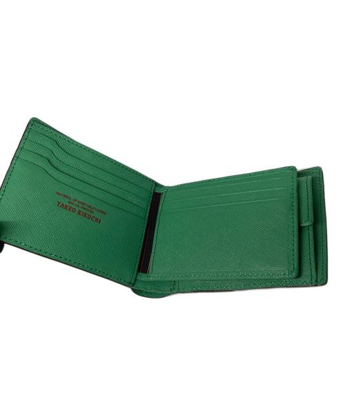 TAKEO KIKUCHI（タケオキクチ）TAKEO KIKUCHI (タケオキクチ) 2つ折り財布 ブラック×グリーンの古着・服飾アイテム