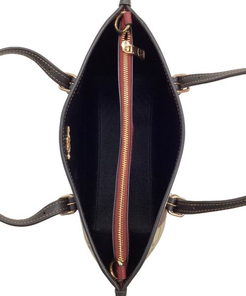 COACH（コーチ）COACH (コーチ) ストライプジャガード モリー25　2WAYバッグ ブラウン×ブラックの古着・服飾アイテム