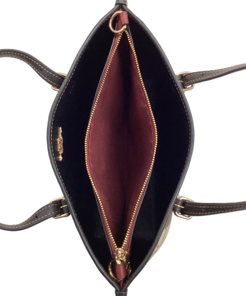 COACH（コーチ）COACH (コーチ) ストライプジャガード モリー25　2WAYバッグ ブラウン×ブラックの古着・服飾アイテム