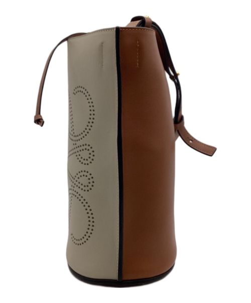 LOEWE（ロエベ）LOEWE (ロエベ) アナグラムゲート バケットショルダーバッグ ベージュ×ブラウンの古着・服飾アイテム