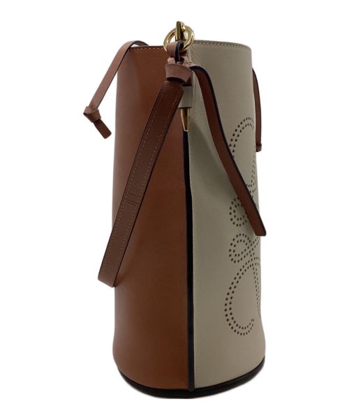 LOEWE（ロエベ）LOEWE (ロエベ) アナグラムゲート バケットショルダーバッグ ベージュ×ブラウンの古着・服飾アイテム
