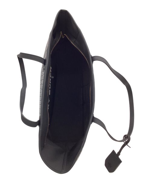 TORY BURCH（トリーバーチ）TORY BURCH (トリーバーチ) GEMINI LINK CANVAS TOP-ZIP TOTE BAG（ジェミニ リンク キャンバス トップ－ジップ トート バッグ） グレー×ブラックの古着・服飾アイテム