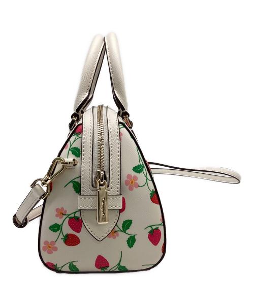 Kate Spade（ケイトスペード）Kate Spade (ケイトスペード) マディソン ストロベリー バイン プリント ダッフル クロスボディ ホワイト×ピンクの古着・服飾アイテム