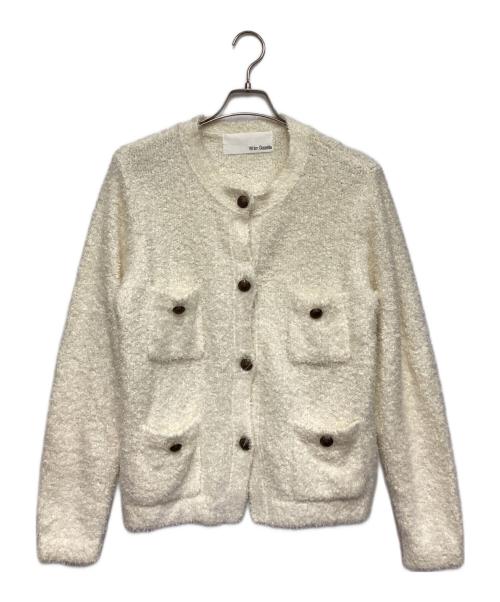 Whim Gazette（ウィムガゼット）Whim Gazette (ウィムガゼット) ニットツイードボタンジャケット ホワイト サイズ:Fの古着・服飾アイテム