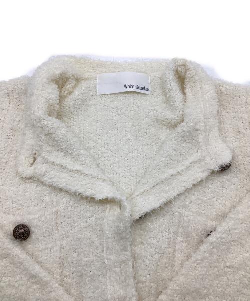 Whim Gazette（ウィムガゼット）Whim Gazette (ウィムガゼット) ニットツイードボタンジャケット ホワイト サイズ:Fの古着・服飾アイテム