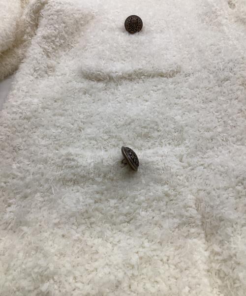 Whim Gazette（ウィムガゼット）Whim Gazette (ウィムガゼット) ニットツイードボタンジャケット ホワイト サイズ:Fの古着・服飾アイテム