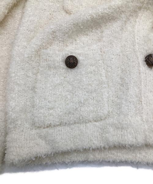 Whim Gazette（ウィムガゼット）Whim Gazette (ウィムガゼット) ニットツイードボタンジャケット ホワイト サイズ:Fの古着・服飾アイテム