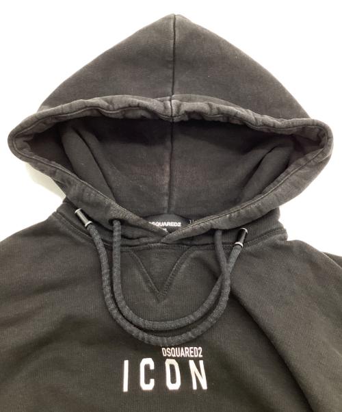 DSQUARED2（ディースクエアード）DSQUARED2 (ディースクエアード) ICON（アイコン）ロゴ スウェット パーカー ブラック サイズ:XXLの古着・服飾アイテム