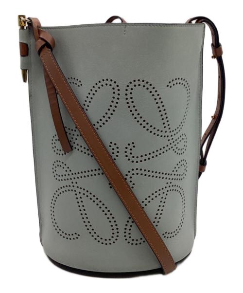 LOEWE（ロエベ）LOEWE (ロエベ) アナグラム ゲートバケット ショルダーバッグ グレー×ブラウンの古着・服飾アイテム
