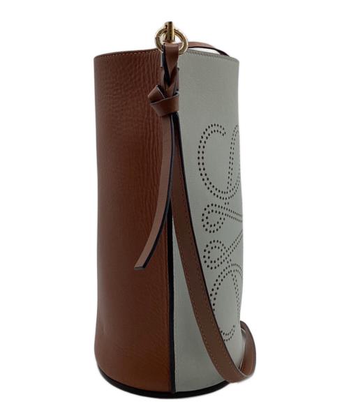 LOEWE（ロエベ）LOEWE (ロエベ) アナグラム ゲートバケット ショルダーバッグ グレー×ブラウンの古着・服飾アイテム