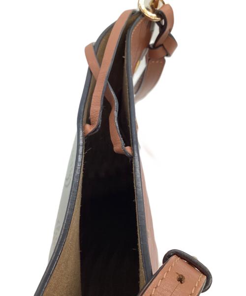 LOEWE（ロエベ）LOEWE (ロエベ) アナグラム ゲートバケット ショルダーバッグ グレー×ブラウンの古着・服飾アイテム