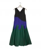 UN3D.アンスリード）の古着「ノースリーブワンピース」｜ブラック×ブルー×グリーン