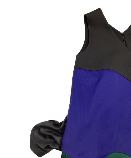 UN3D.（アンスリード）UN3D. (アンスリード) ノースリーブワンピース ブラック×ブルー×グリーン サイズ:38の古着・服飾アイテム