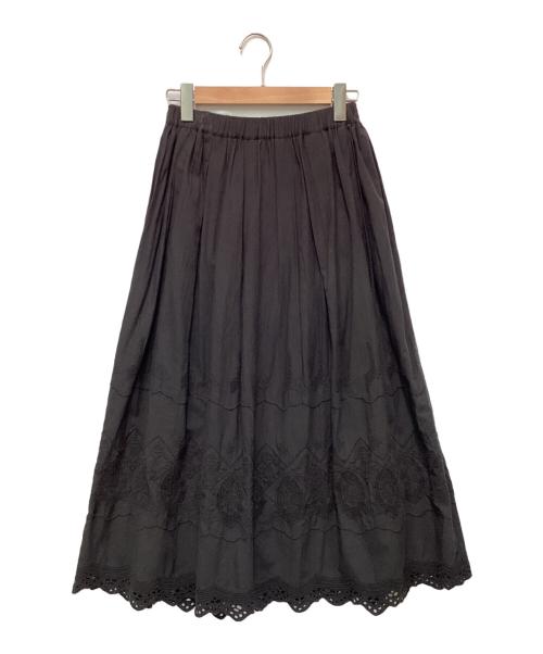 KAGURE（カグレ）KAGURE (カグレ) 刺繍ギャザースカート ブラック サイズ:FREEの古着・服飾アイテム