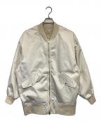 Curensologyカレンソロジー）の古着「レザーライクサテンブルゾンジップジャケット」｜アイボリー