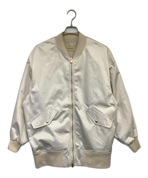 Curensology（カレンソロジー）Curensology (カレンソロジー) レザーライクサテンブルゾンジップジャケット アイボリー サイズ:Fの古着・服飾アイテム