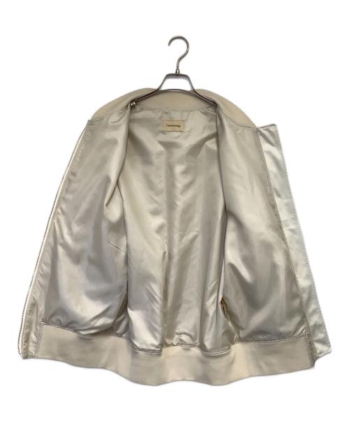 Curensology（カレンソロジー）Curensology (カレンソロジー) レザーライクサテンブルゾンジップジャケット アイボリー サイズ:Fの古着・服飾アイテム