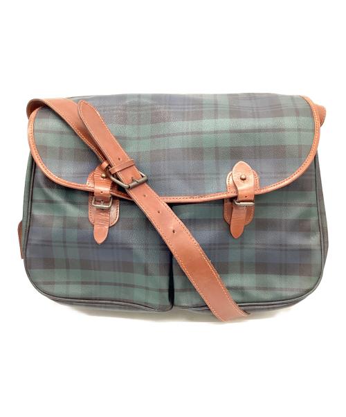 POLO RALPH LAUREN（ポロ・ラルフローレン）POLO RALPH LAUREN (ポロ・ラルフローレン) メッセンジャーバッグ グリーン×ブラウンの古着・服飾アイテム