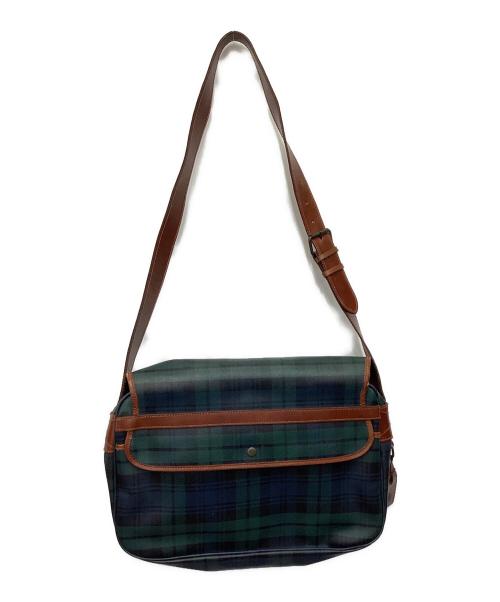 POLO RALPH LAUREN（ポロ・ラルフローレン）POLO RALPH LAUREN (ポロ・ラルフローレン) メッセンジャーバッグ グリーン×ブラウンの古着・服飾アイテム