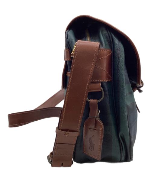 POLO RALPH LAUREN（ポロ・ラルフローレン）POLO RALPH LAUREN (ポロ・ラルフローレン) メッセンジャーバッグ グリーン×ブラウンの古着・服飾アイテム