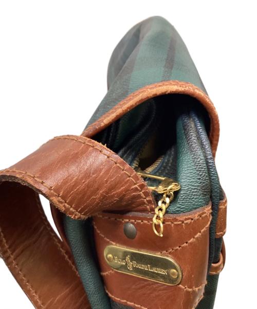 POLO RALPH LAUREN（ポロ・ラルフローレン）POLO RALPH LAUREN (ポロ・ラルフローレン) メッセンジャーバッグ グリーン×ブラウンの古着・服飾アイテム