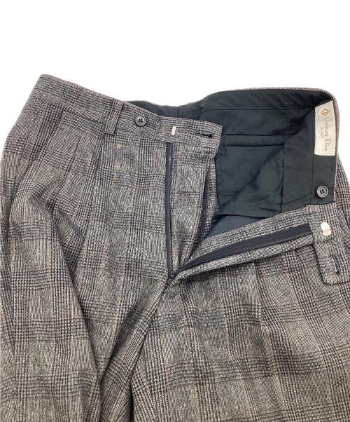 Christian Dior Sports（クリスチャン ディオールスポーツ）Christian Dior Sports (クリスチャン ディオールスポーツ) ウールタックパンツ グレー×ブラウン サイズ:76の古着・服飾アイテム