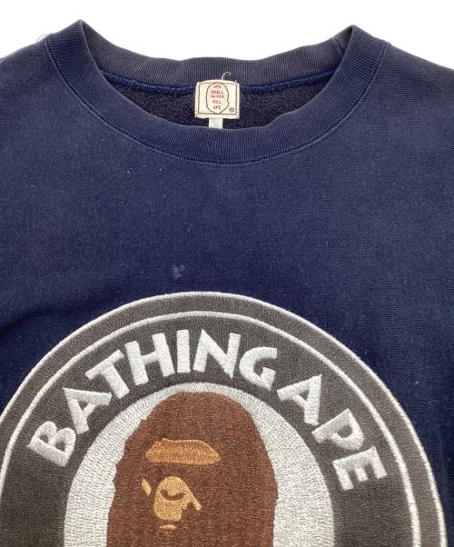 A BATHING APE（アベイシングエイプ）A BATHING APE (ア ベイシング エイプ) BUSTY WORKS クルーネック スウェット ネイビー サイズ:Lの古着・服飾アイテム