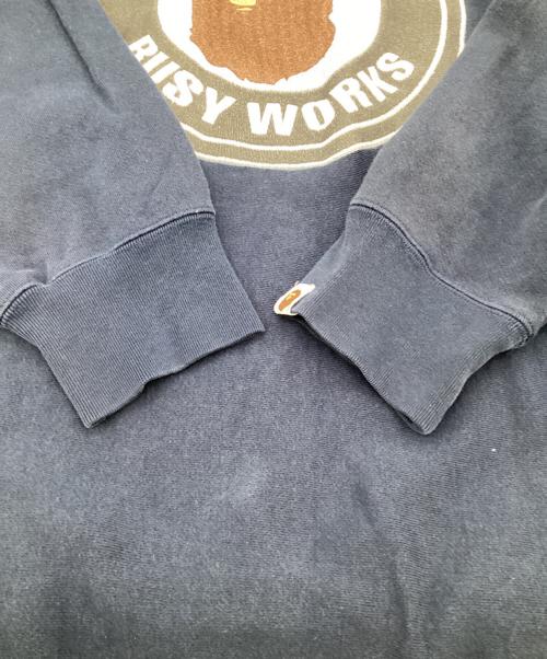 A BATHING APE（アベイシングエイプ）A BATHING APE (ア ベイシング エイプ) BUSTY WORKS クルーネック スウェット ネイビー サイズ:Lの古着・服飾アイテム