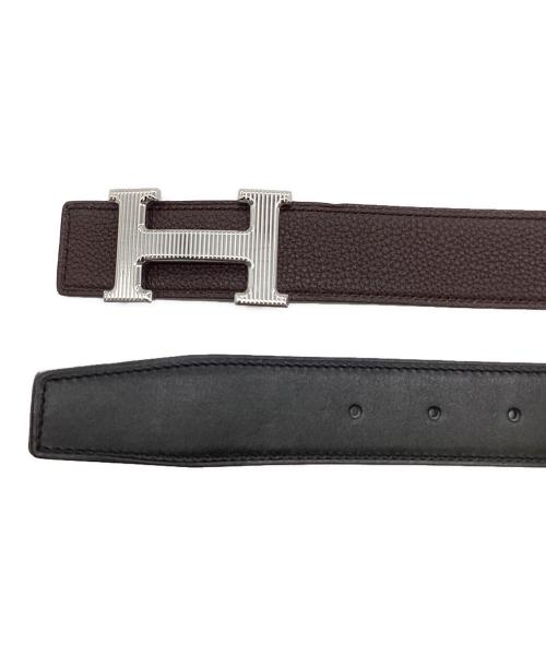 HERMES（エルメス）HERMES (エルメス) Hバックルベルト ブラック×ブラウン サイズ:85の古着・服飾アイテム