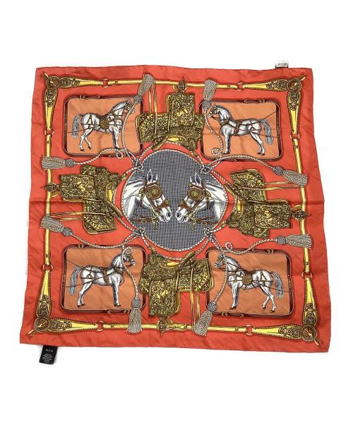 GUCCI（グッチ）GUCCI (グッチ) 馬柄 シルクスカーフ オレンジの古着・服飾アイテム