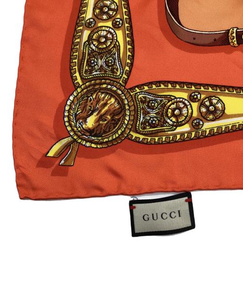 GUCCI（グッチ）GUCCI (グッチ) 馬柄 シルクスカーフ オレンジの古着・服飾アイテム