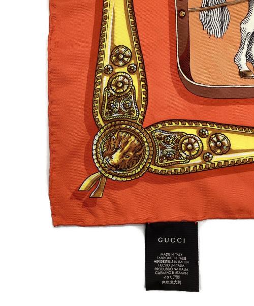 GUCCI（グッチ）GUCCI (グッチ) 馬柄 シルクスカーフ オレンジの古着・服飾アイテム