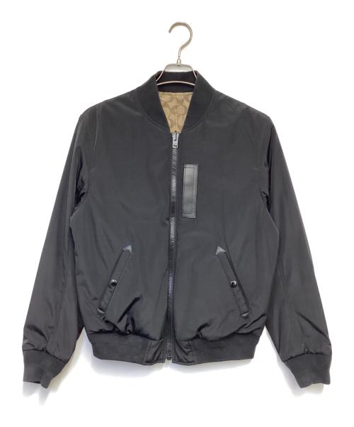 COACH（コーチ）COACH (コーチ) リバーシブルシグネチャーMA-1Hジャケット ブラック×ブラウン サイズ:表記無（S相当）の古着・服飾アイテム