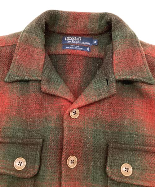 POLO BY RALPH LAUREN（ポロ バイ ラルフローレン）POLO BY RALPH LAUREN (ポロ バイ ラルフローレン) ウール チェック シャツジャケット ブラウン×レッド サイズ:Mの古着・服飾アイテム