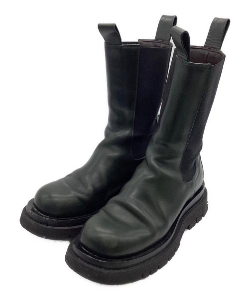 BOTTEGA VENETA（ボッテガベネタ）BOTTEGA VENETA (ボッテガベネタ) ラグ チェルシーブーツ グリーン×ブラック サイズ:38の古着・服飾アイテム