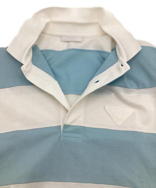 PRADA（プラダ）PRADA (プラダ) ポロシャツ ブルー×ホワイト サイズ:Sの古着・服飾アイテム
