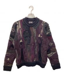 Coogi（クージー）の古着「3Dニット」｜パープル×ベージュ×グリーン